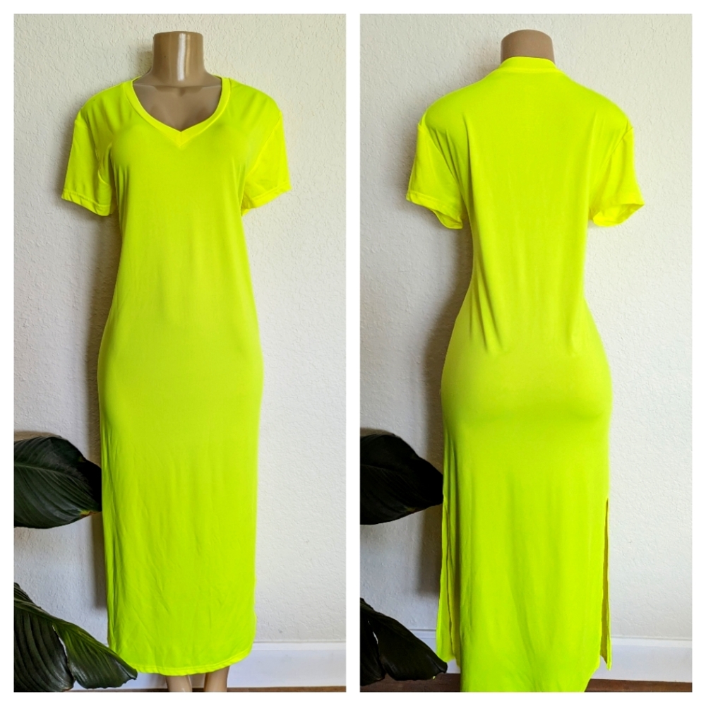 Posh Peanut Neon Green Maxi Dress Small - Picture 3 of 8
